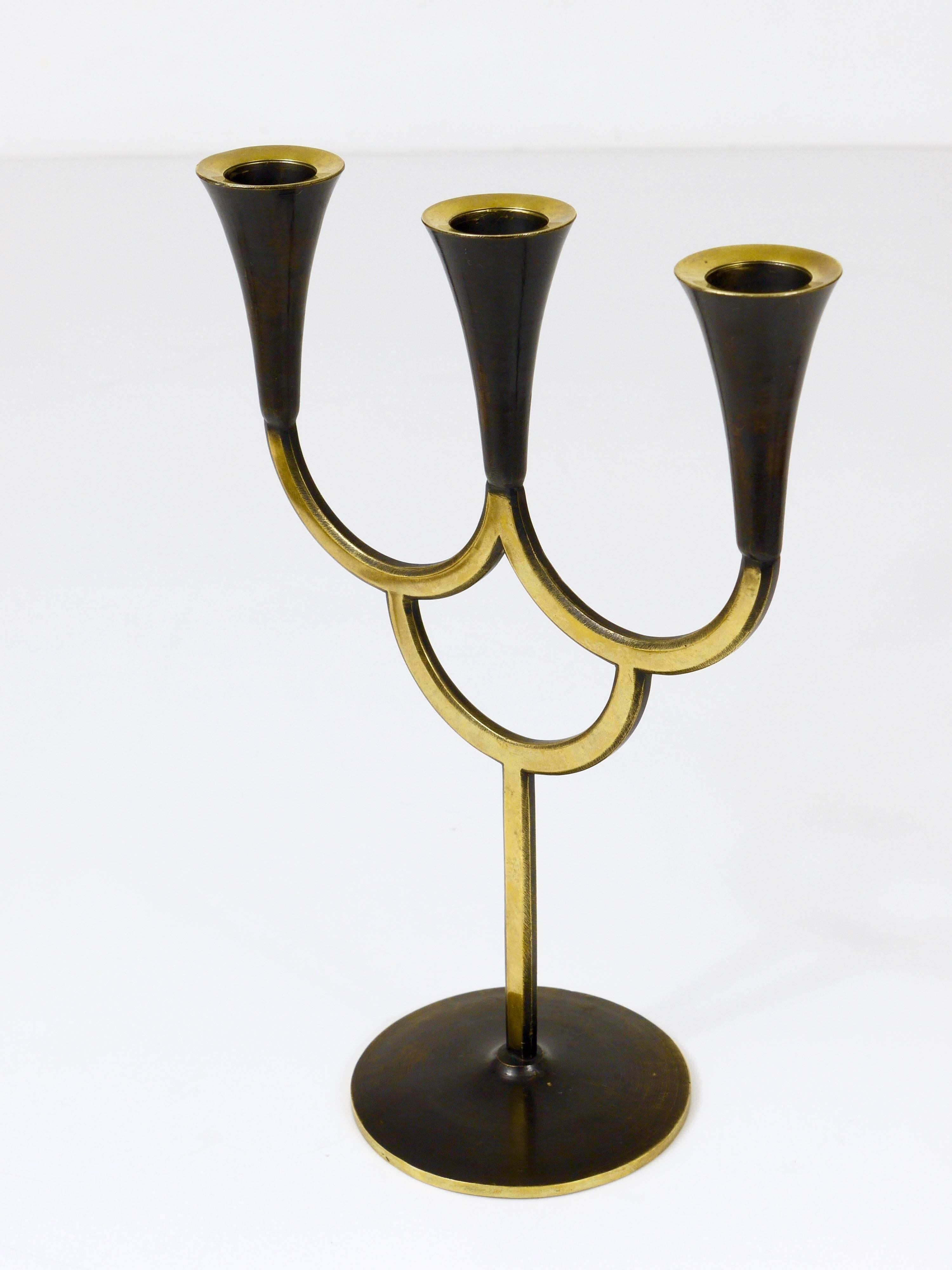 Brass chandelier by Richard Rohac, mid-century candle holder, Vienna, Austria, 1950s.
