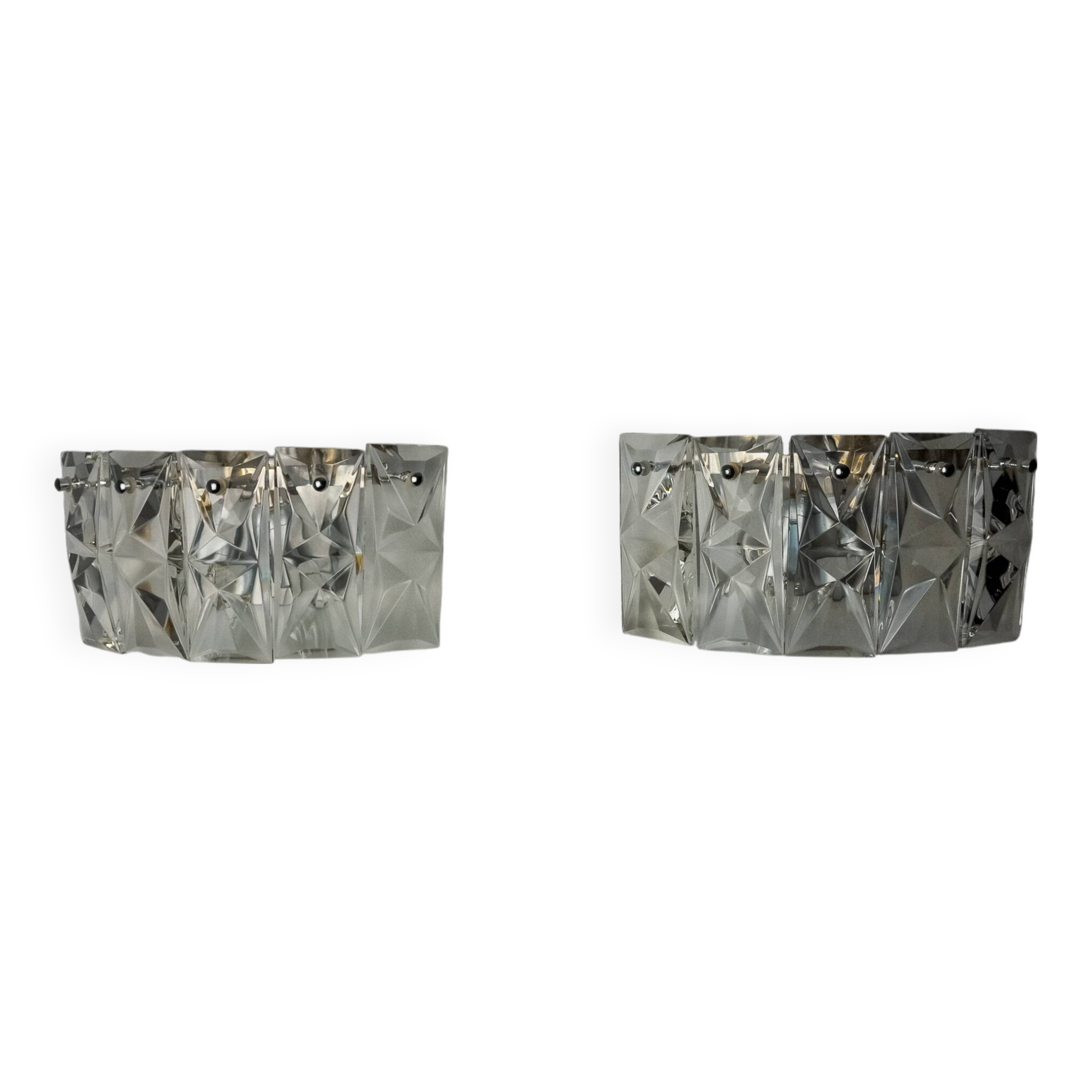 Pair of Kinkeldey sconces, cut crystals, Germany, 1970