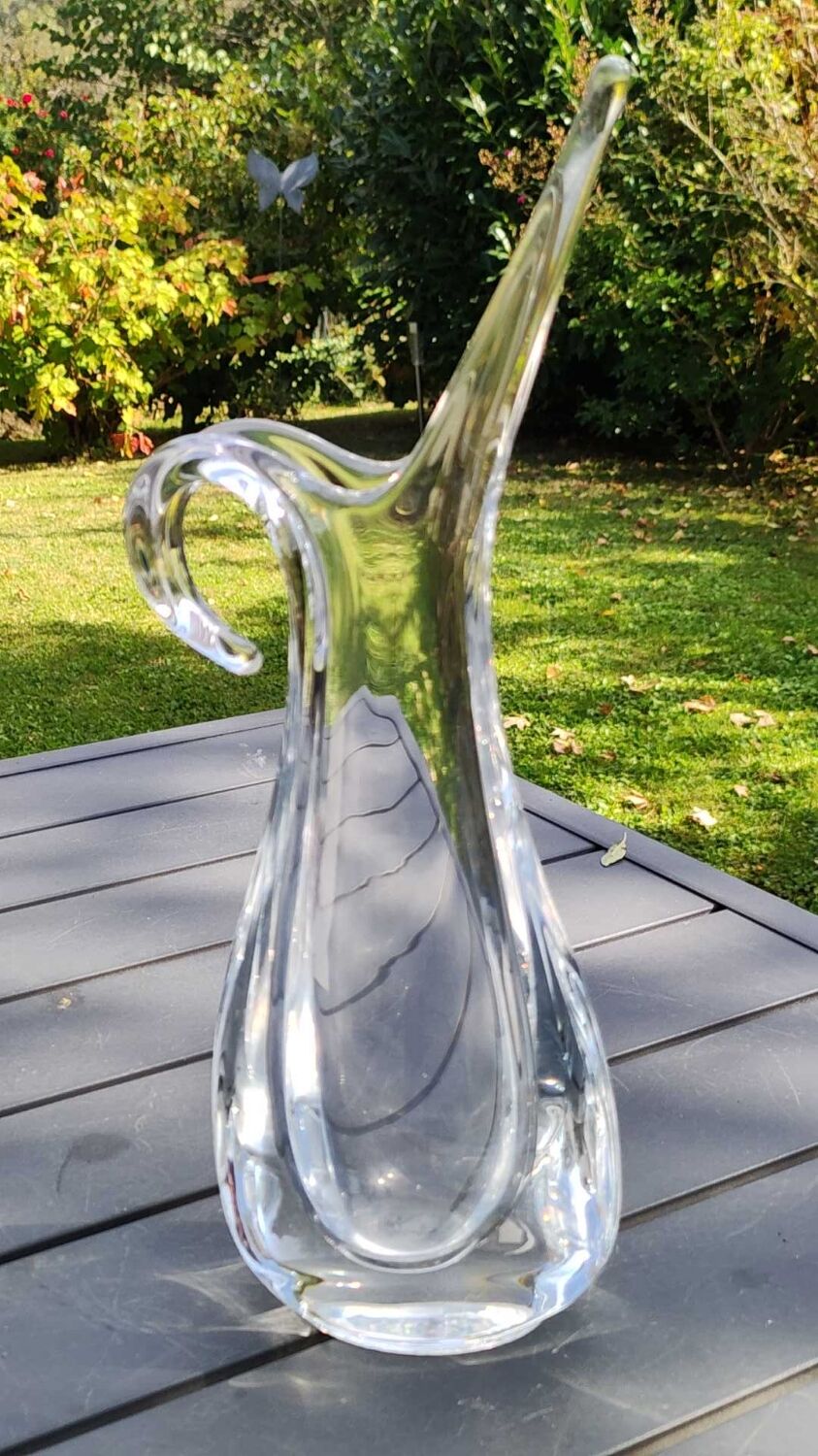 Soliflore vase in crystalline glass, by Flavio Poli for Art Vannes France. High 32 cm