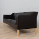 Mogens Hansen black aniline 3 seater sofa from the 70s.