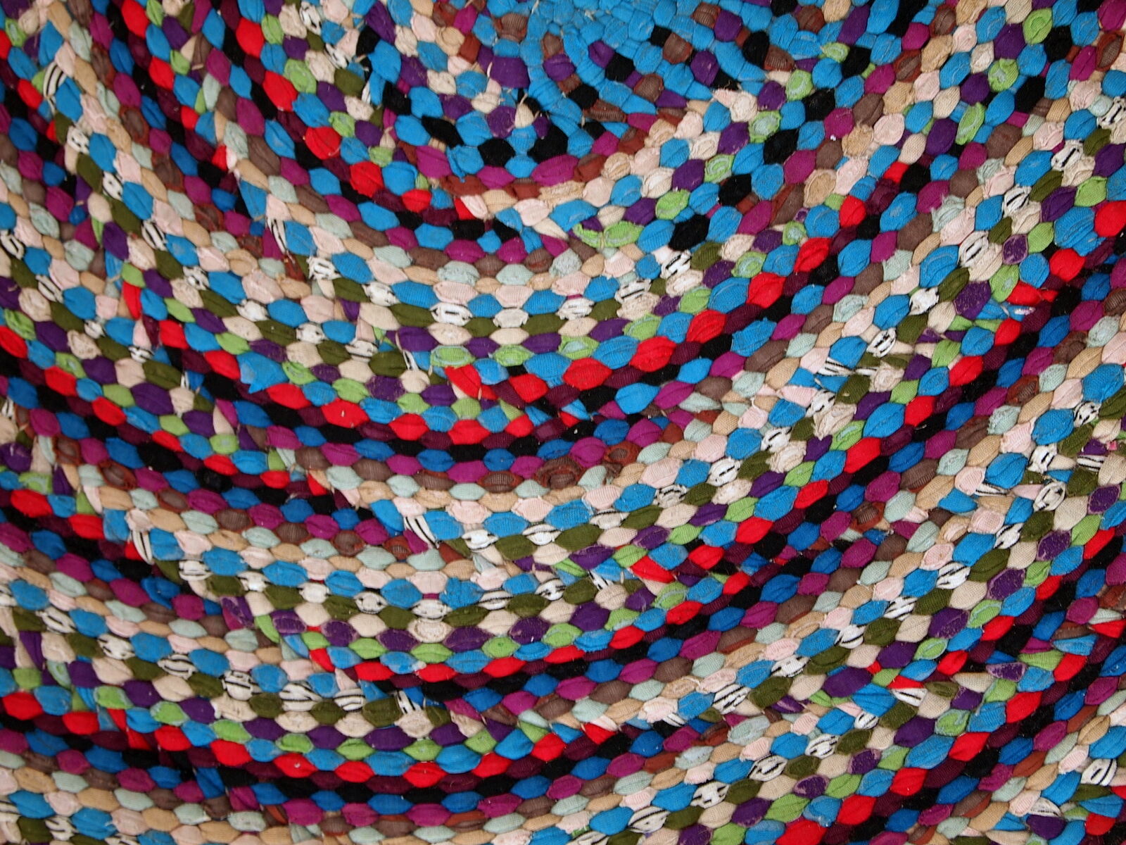 American braided handmade vintage rug 97cm x 125cm 1960, 1C71