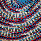 American braided handmade vintage rug 97cm x 125cm 1960, 1C71