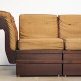 1970s Modular Beechwood Sofa by Frigerio – Original Fabric Upholstery, Set of 6