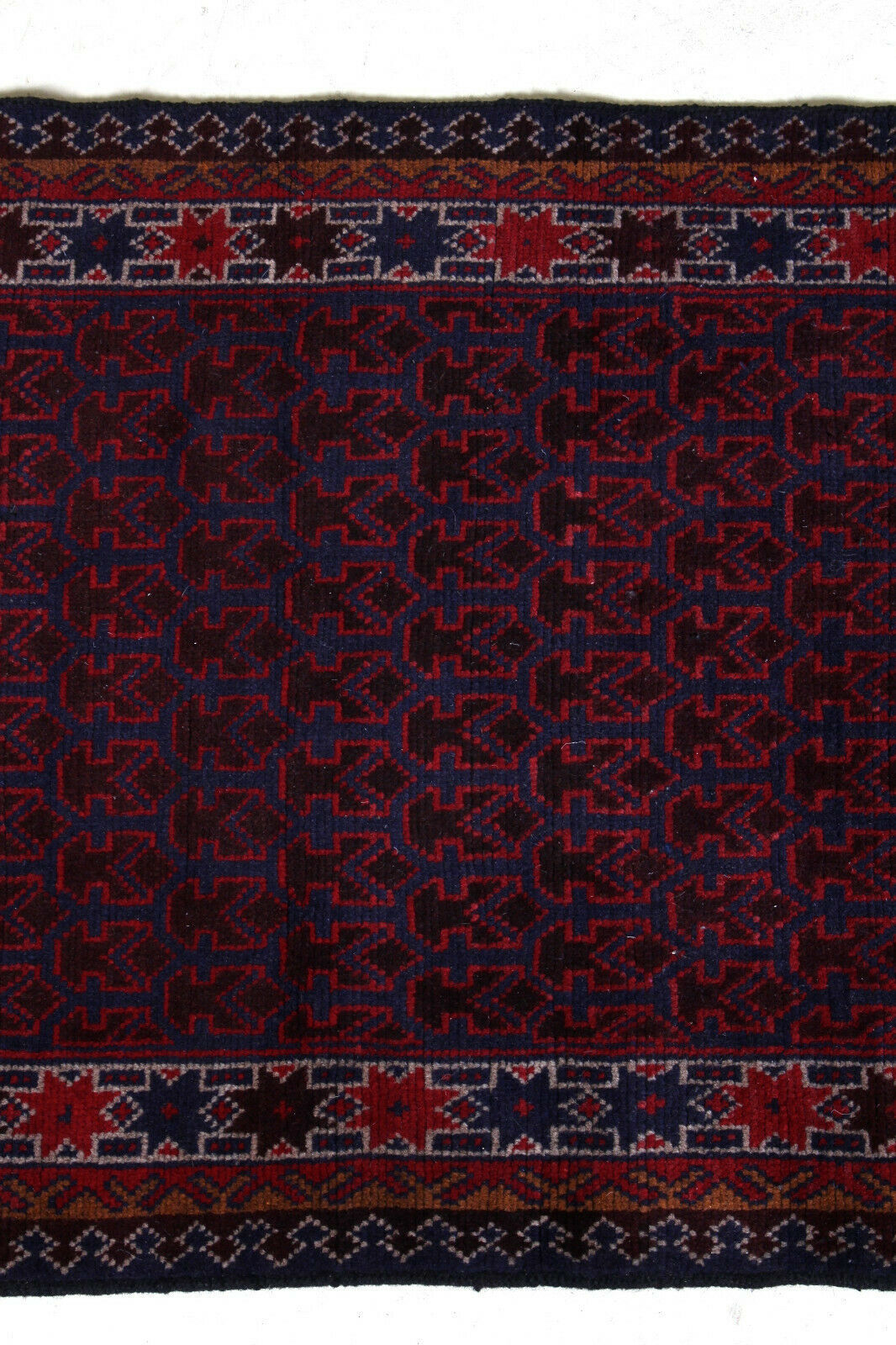 Gazak Afghan geometric pattern fringe rug 131x86cm