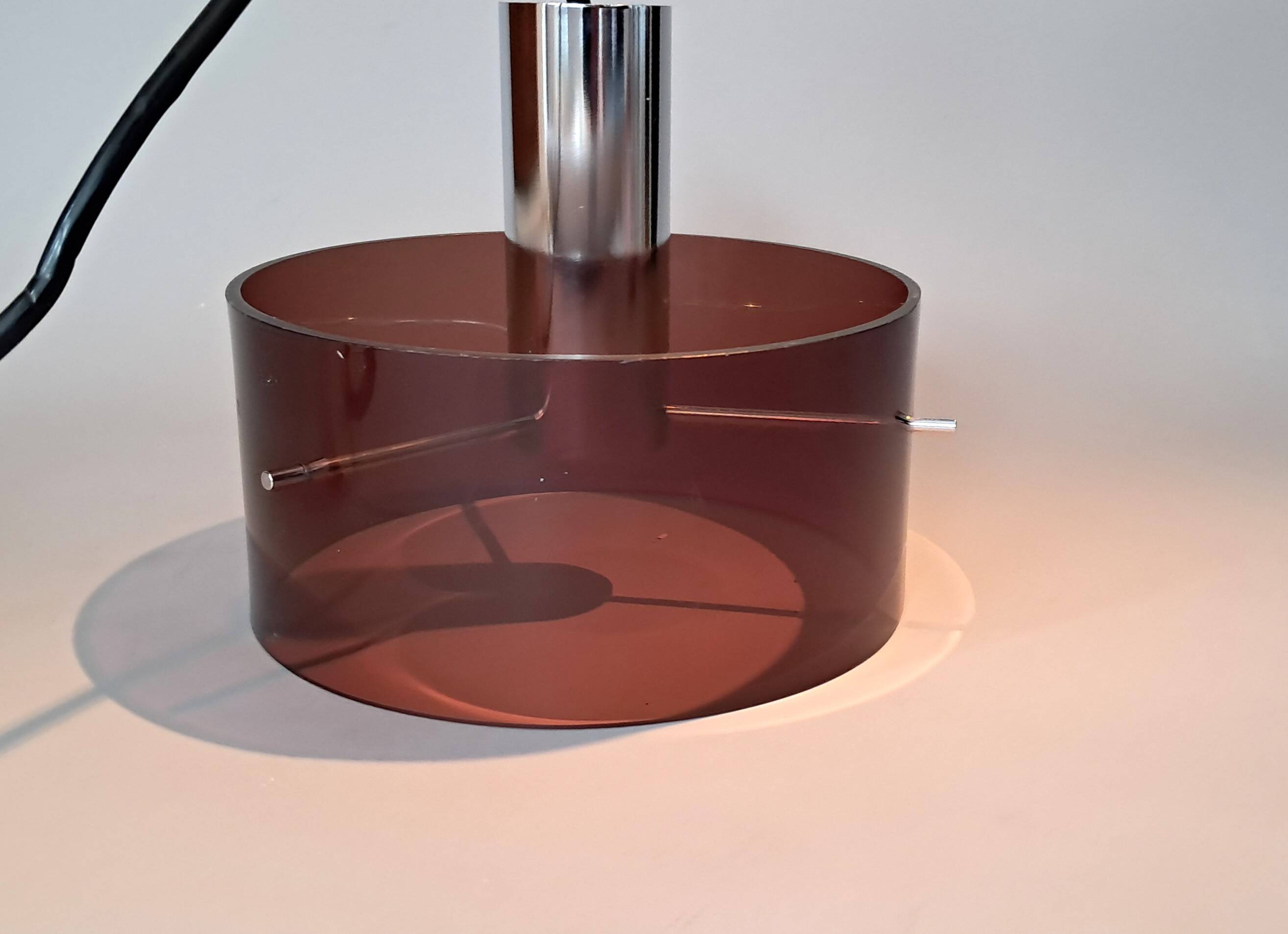 Oxar 1970 pendant light in smoked brown pvc.