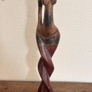 Sculpture Water Carrier Carved Exotic African Wood Curio Art Makonde