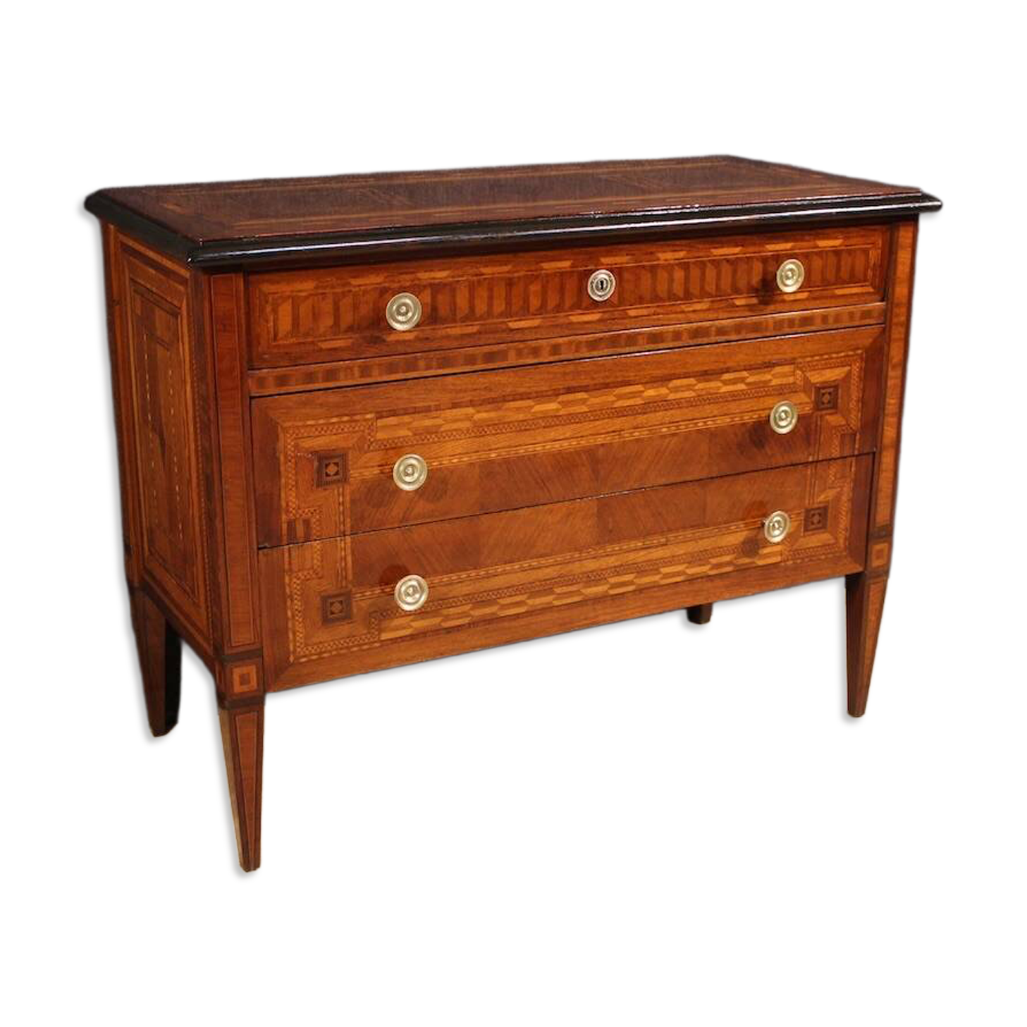 Commode en marqueterie de style Louis XVI italien du 20e siècle
