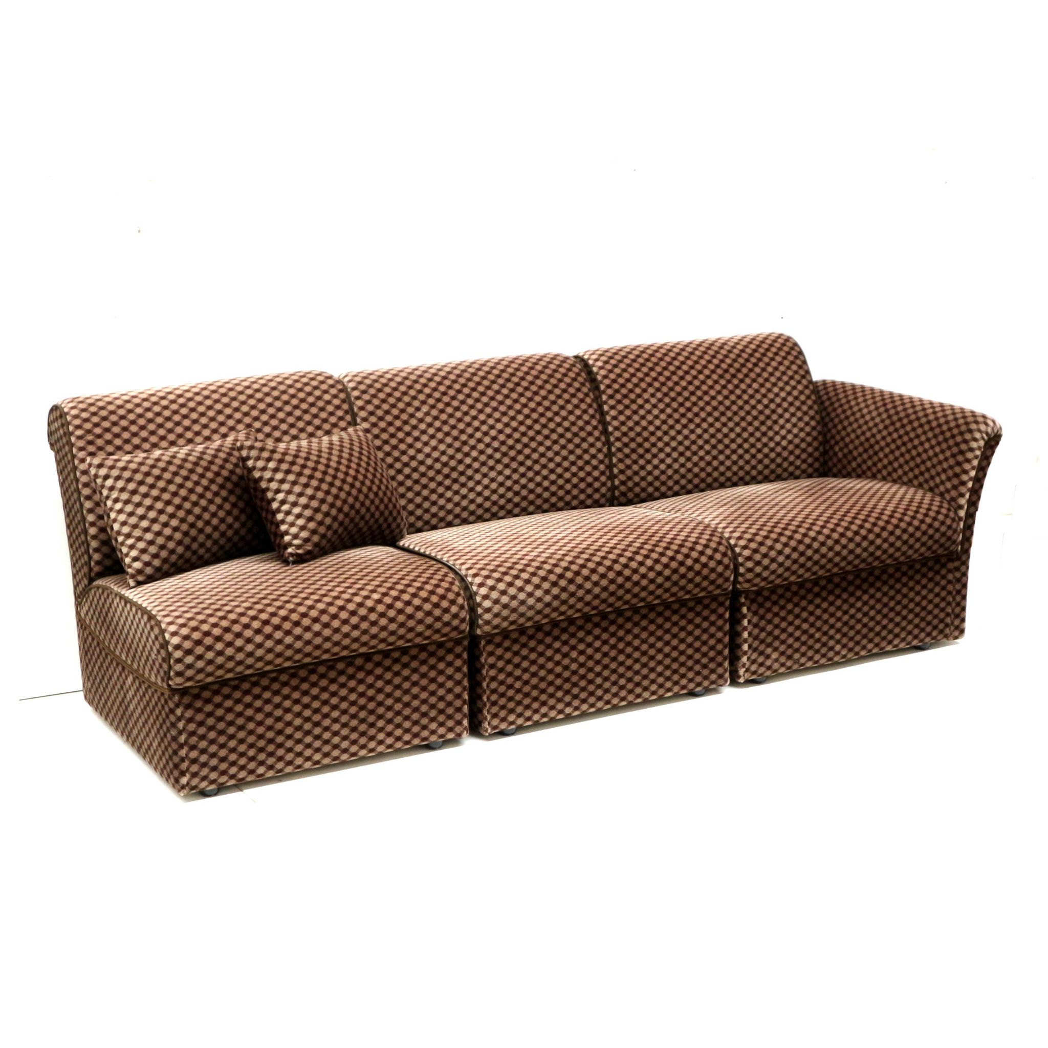 Vintage 3-seater sofa chaise longue made in the 1970s