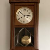 Antique art deco original f.m.s. Mauthe oak wall clock, Germany 1930s
