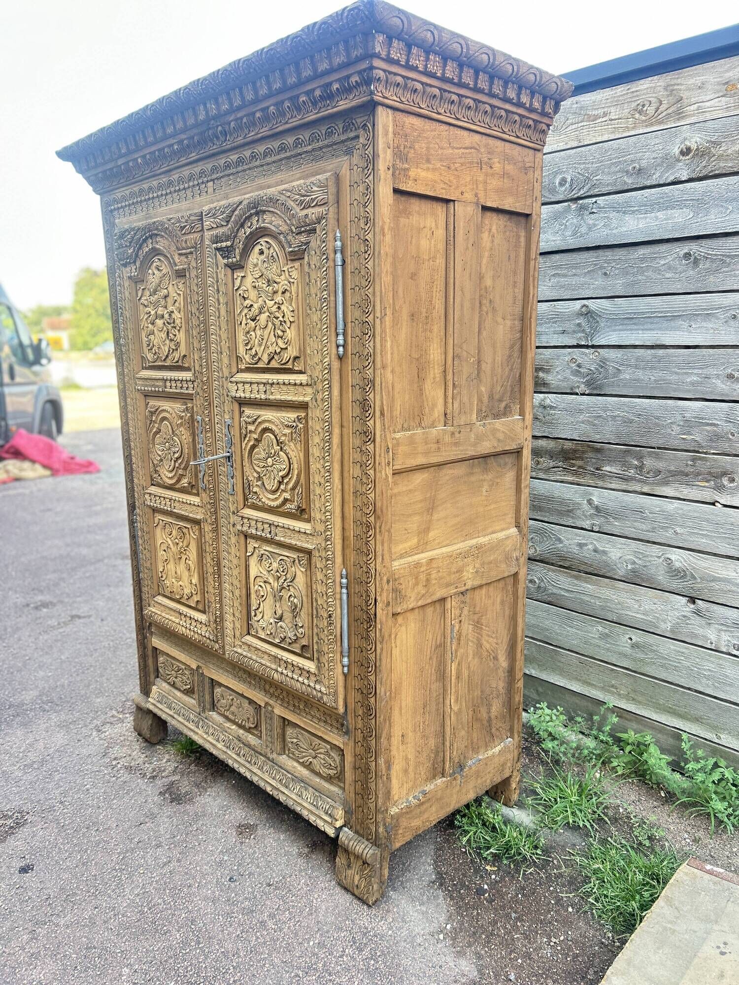 Louis XIV Style wardrobe, two doors, in oak