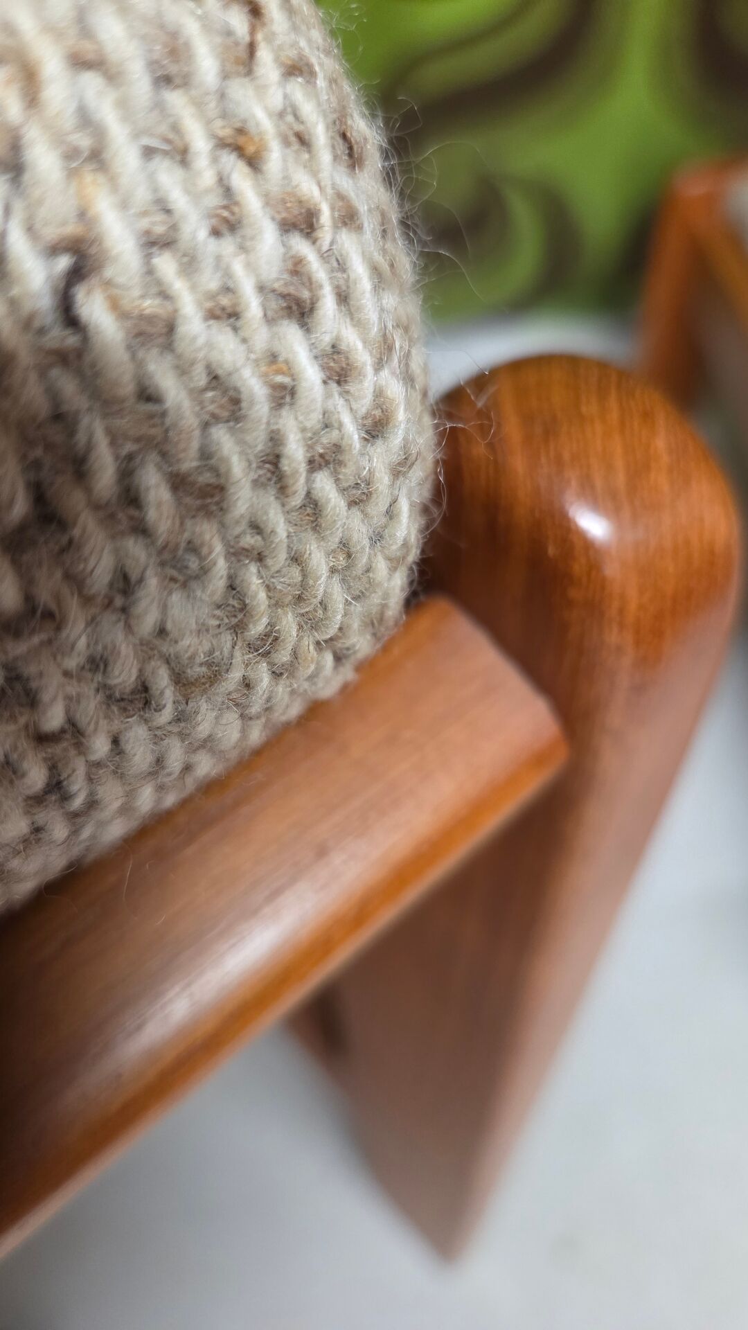 Fauteuil lounge scandinave en teck massif & ottoman 60/70