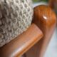 Fauteuil lounge scandinave en teck massif & ottoman 60/70