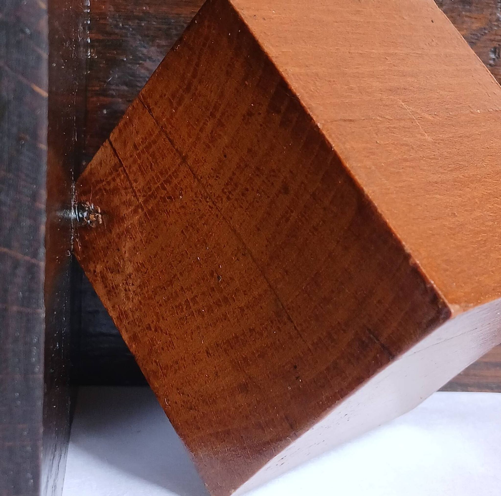 Cubist pair of bookends made of stained solid wood, 1960.