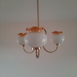 opaline chandelier with 3 burners 60s