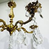 Lustre 5 lumières en bronze et laiton Louis XV