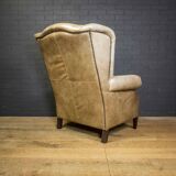 Vintage wingchair Dutch Sheepskin (cuir de mouton)