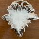 Antique limoges porcelain butter dish leaf shape white & chrome vintage
