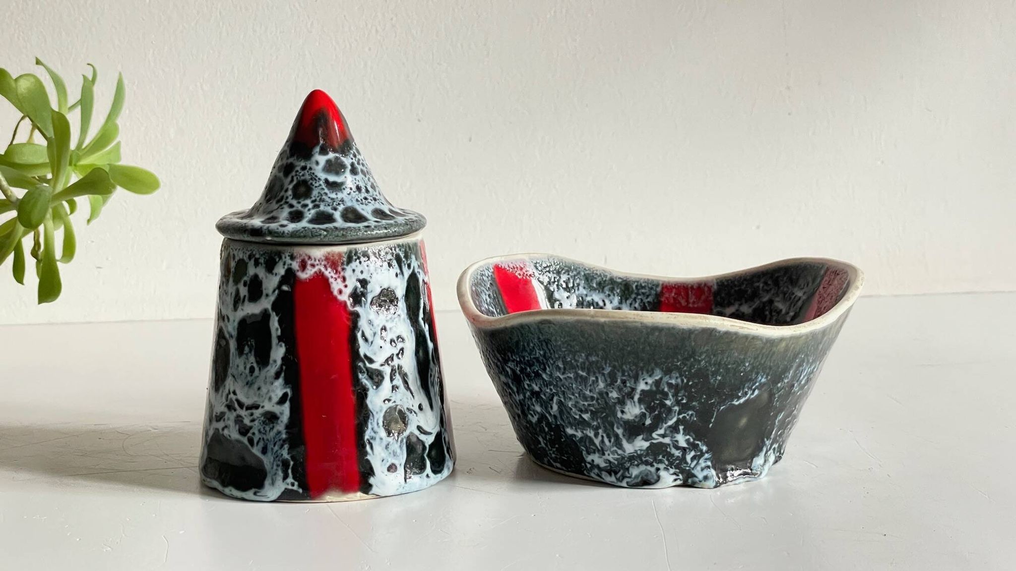 Vintage LUC VALLAURIS Ceramic Sugar Bowl