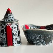 Vintage LUC VALLAURIS Ceramic Sugar Bowl