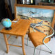 Bureau enfant Baumann en bois et chaise Hitier vintage