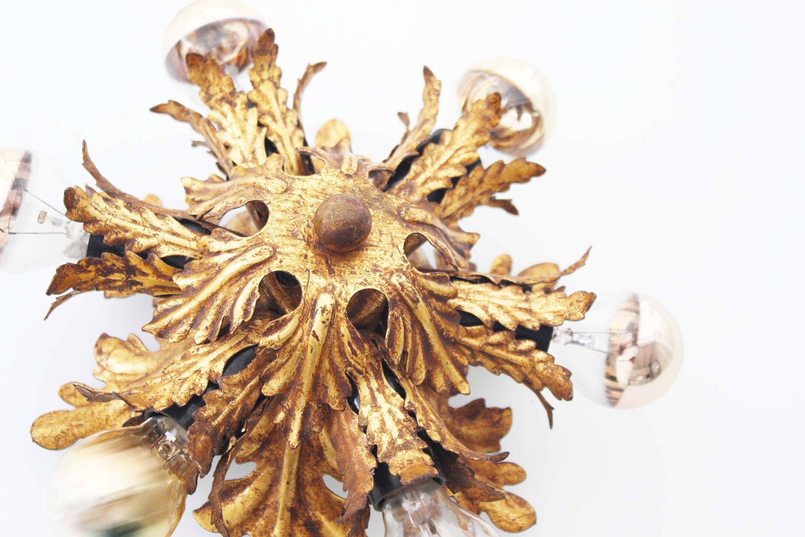 1960’s gilt ‘florentine’ ceiling or wall light by banci firenze
