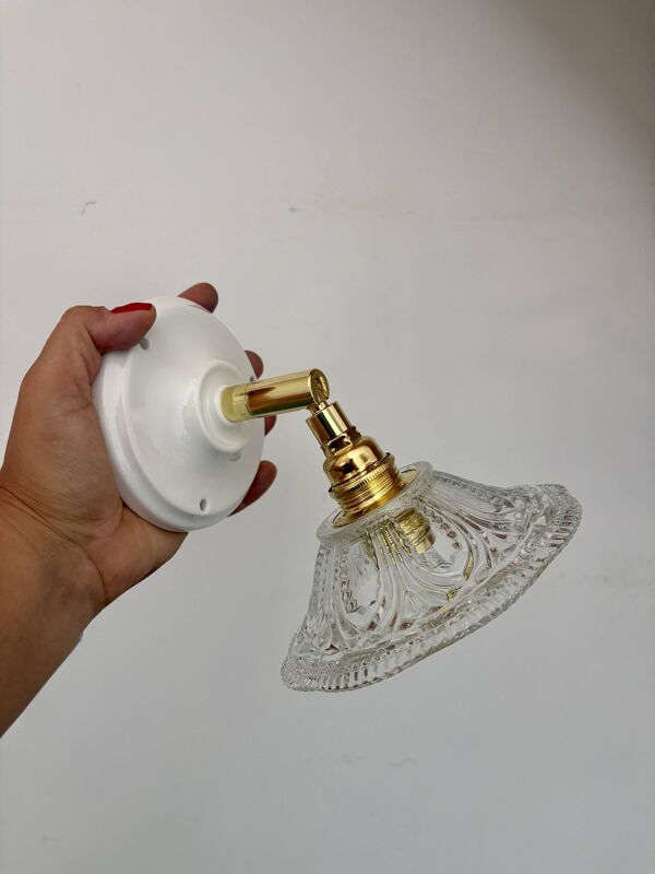 Applique abat-jour vintage en verre ciselé -collection vaisselle