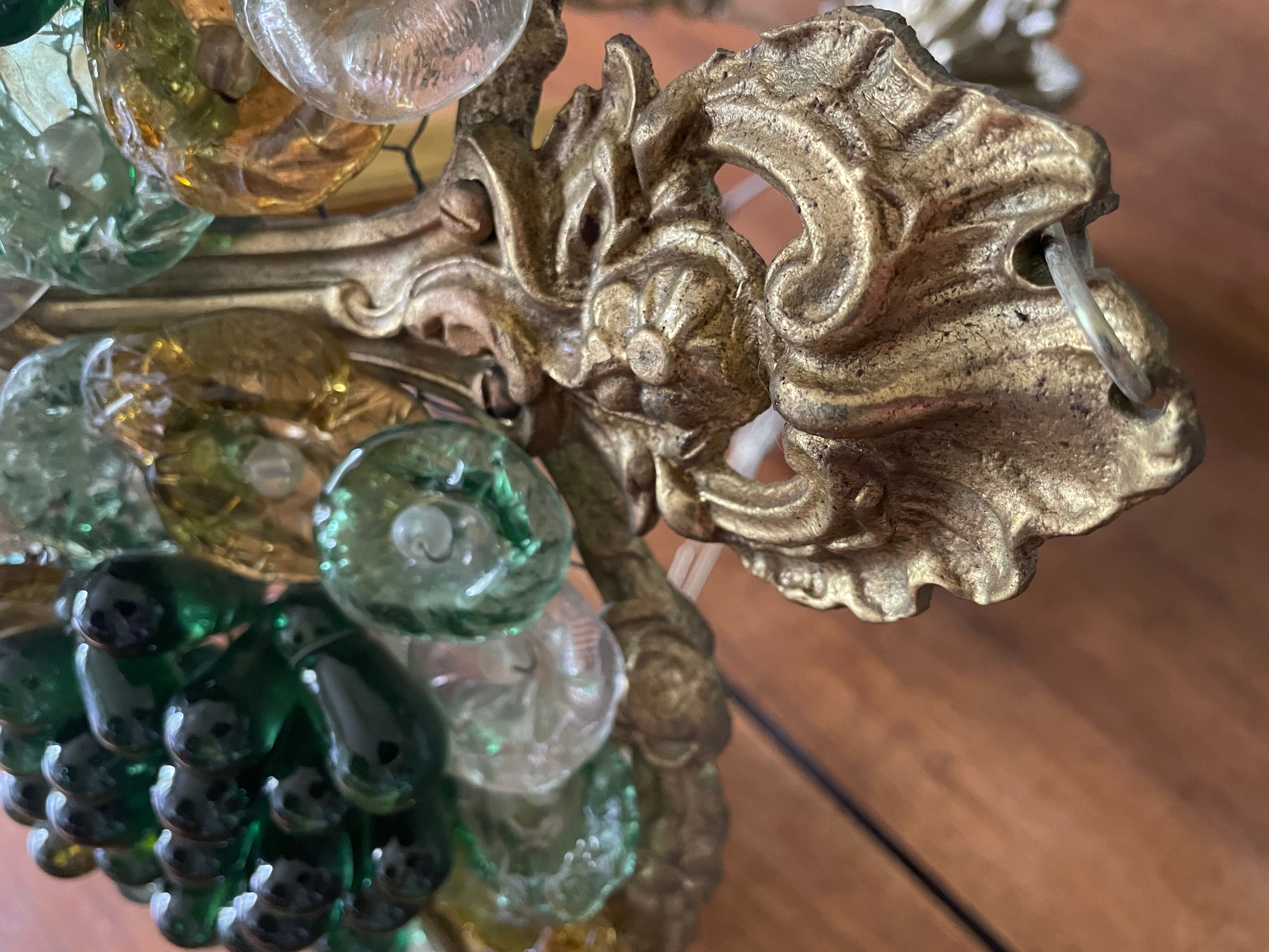 Lustre corbeille grappes de raisin Murano