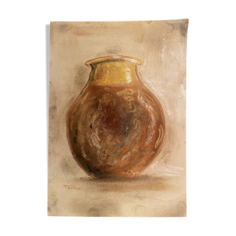 Painting signed pastel still life “Provençal jar”