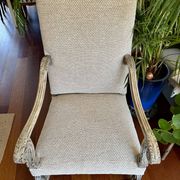 Restored Louis XIII armchair – textured beige fabric