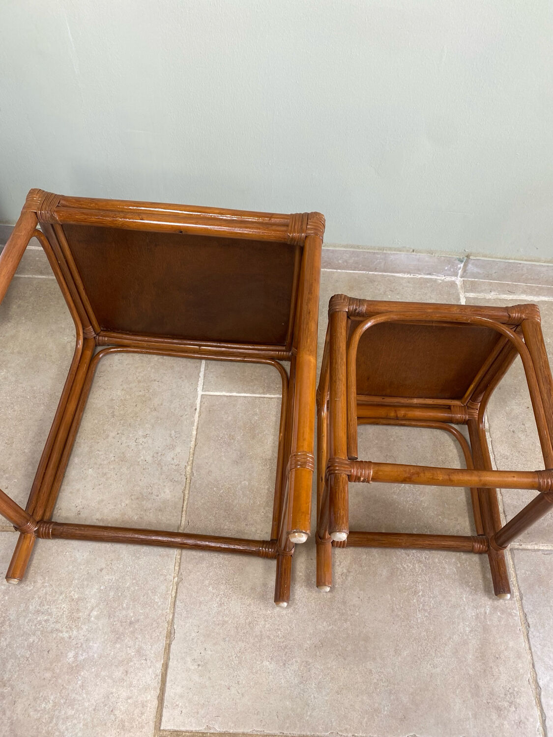 Nest of tables in rattan