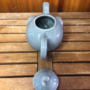 Ancienne théière forme éléphant céramique grise & rose vintage #a472