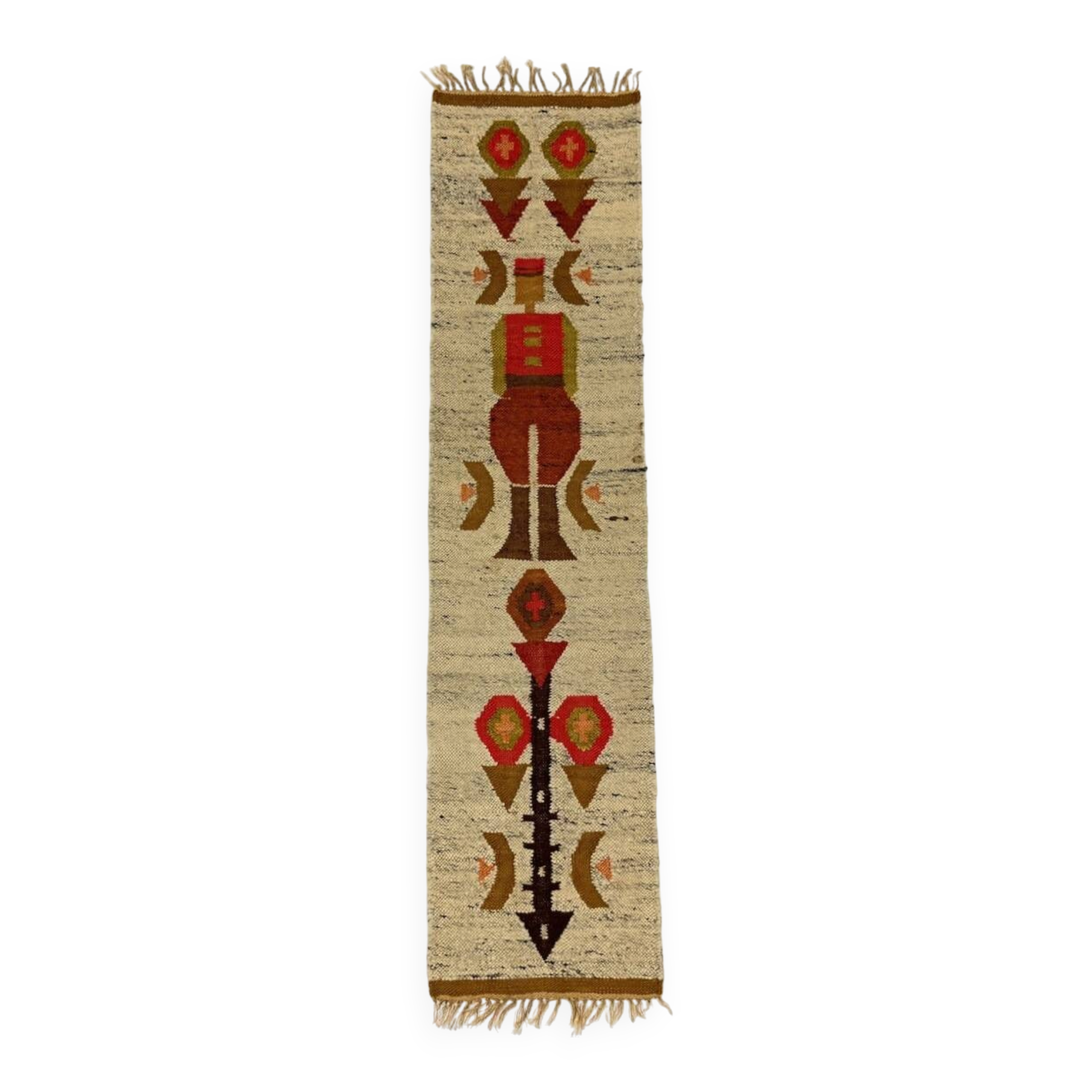 Woolen kelim wall hanging table runner Poland 1970’s