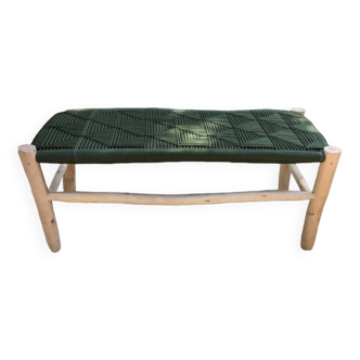 Khaki-green nylon weaving wooden bench