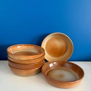 Montgolfier stoneware soup plate set with rims made in France vintage - varnished stoneware