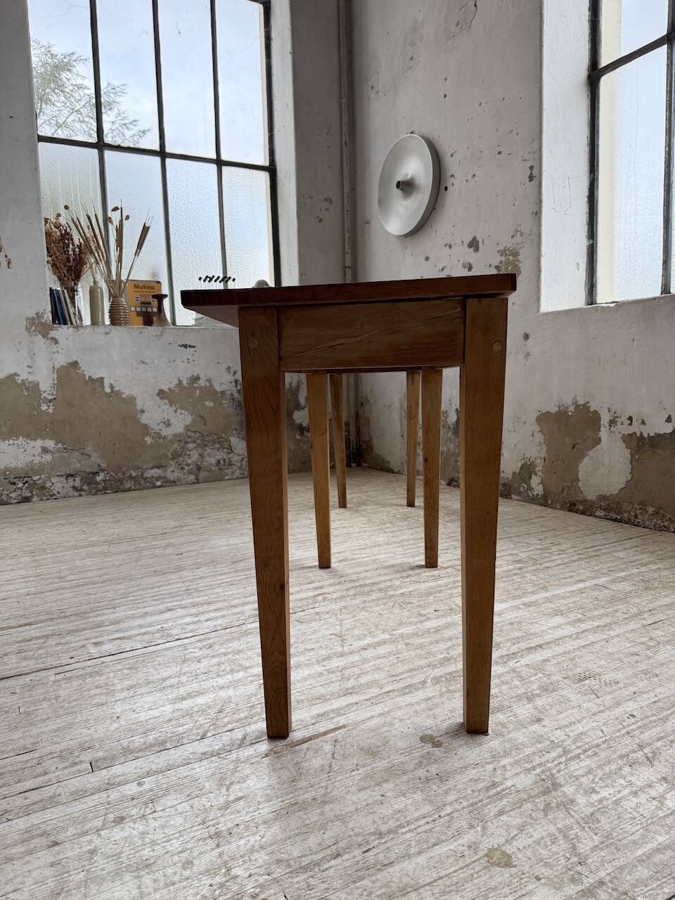 Oak and pine farmhouse console table