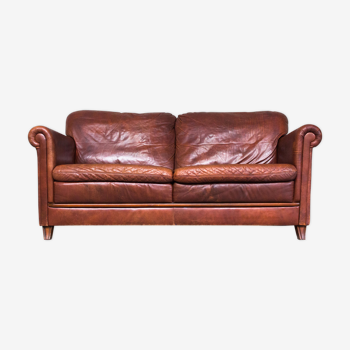 Classic Rustical 2,5 seater Sofa in Brown Leather