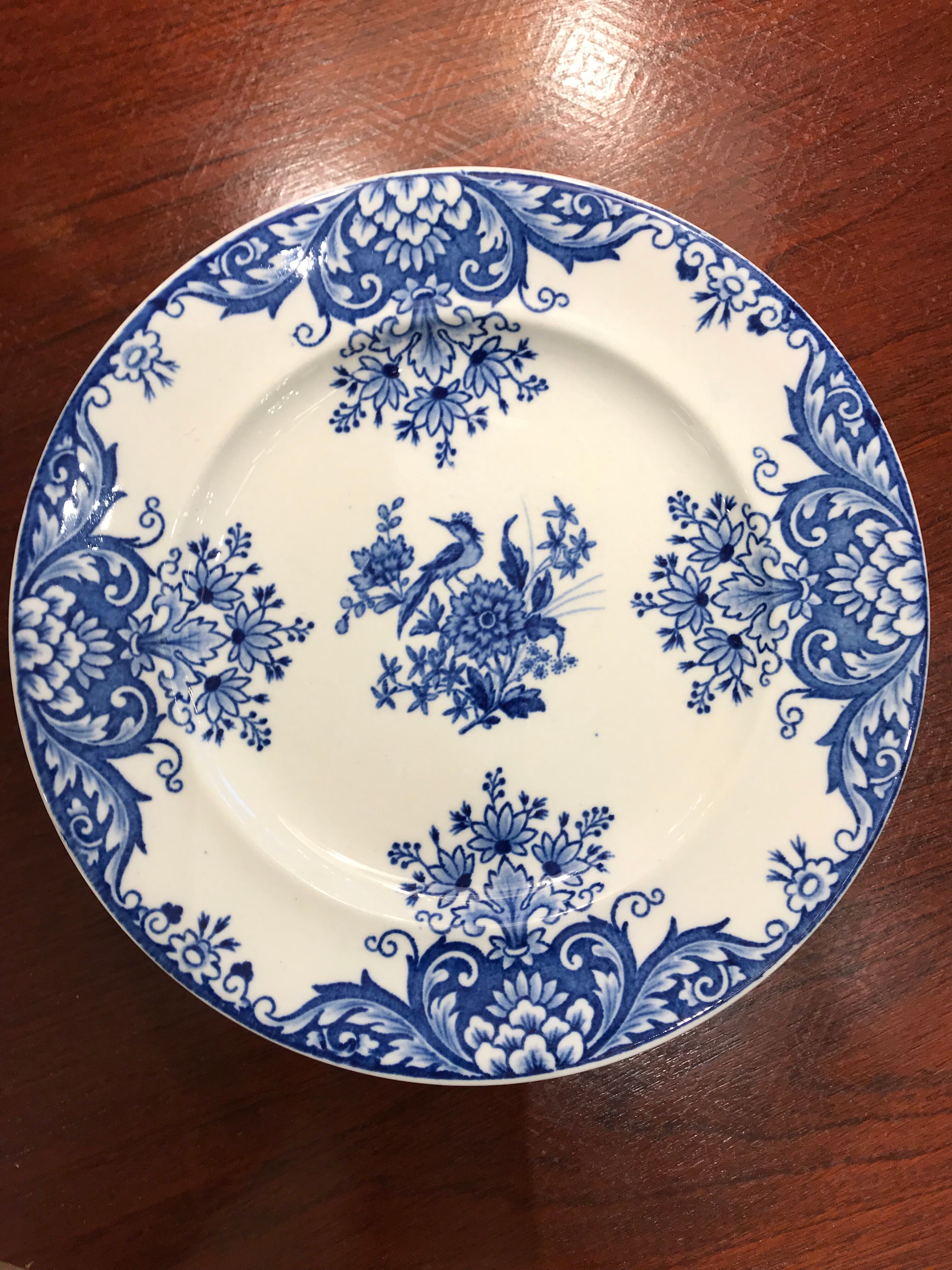 8 Longwy blue dessert plates