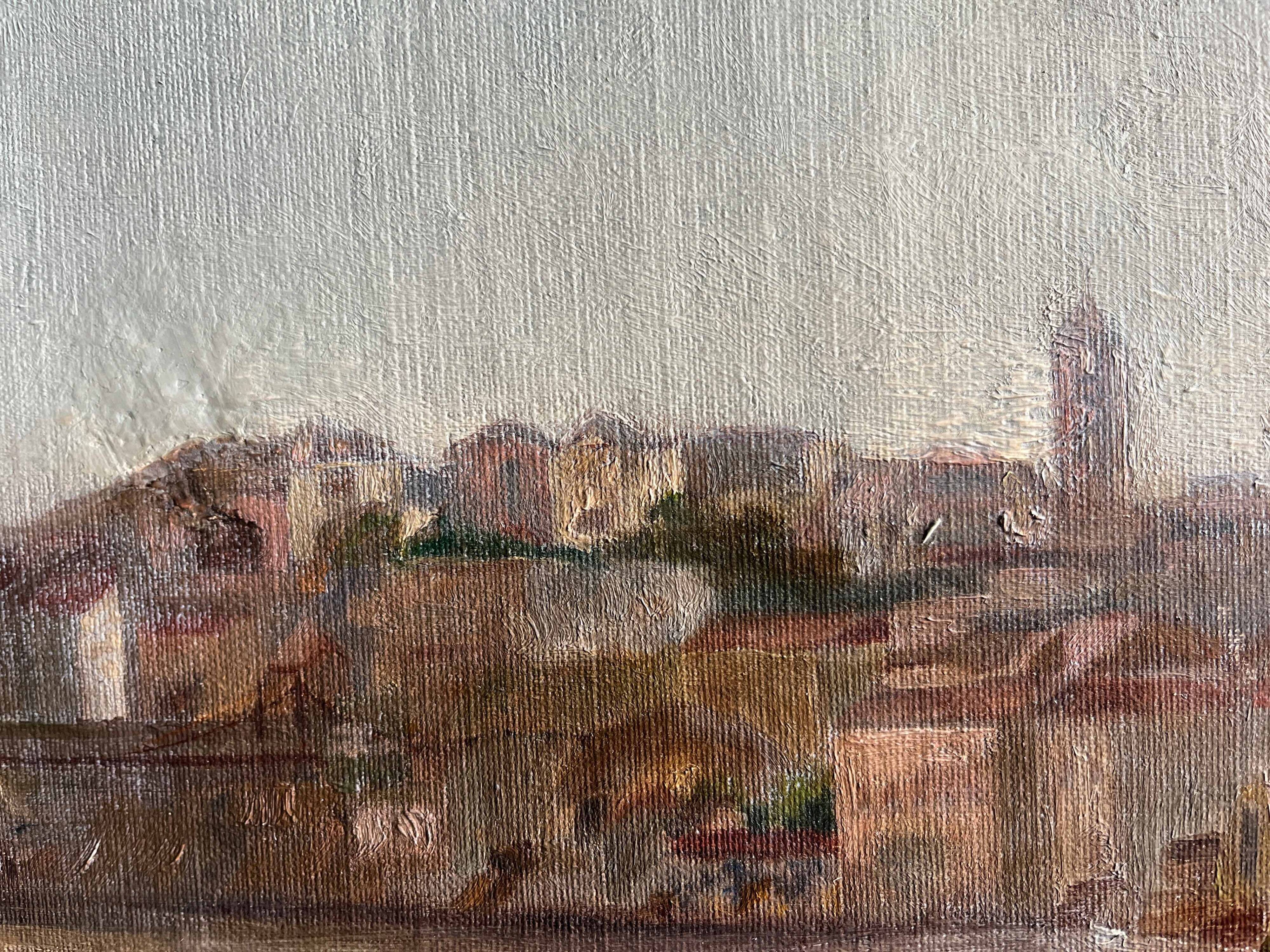 Tableau HST fin XIX° Italie ? Paysage à la rivière signé pour restauration