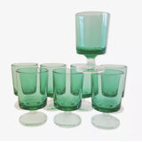 6 anciens verres à digestif luminarc vert clair h7 cm