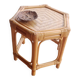 Hexagonal coffee table, vintage 1980s, bamboo and woven rattan. Handmade.