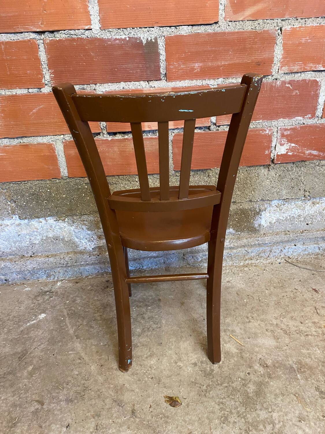 Antique Luterma style bistro chair vintage brown wood
