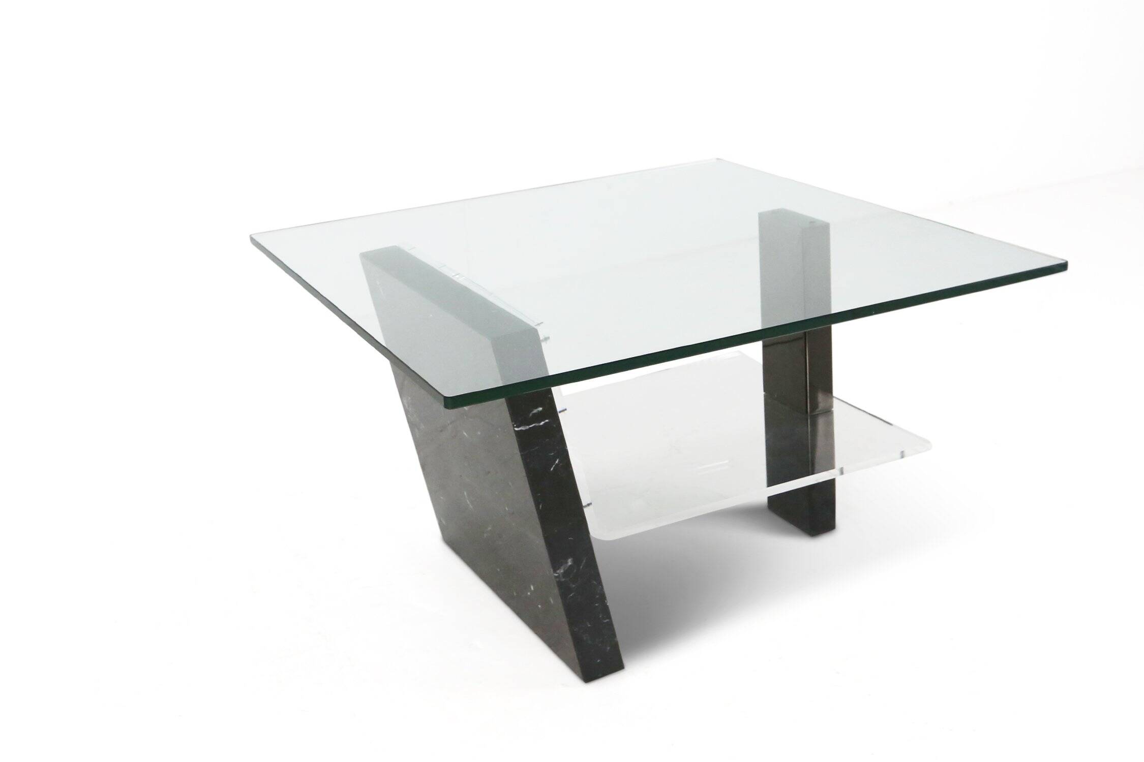 Mid-Century Italian Marble and Glass Coffee Table, 1970s