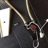 Double fire wall lamp in brass and glass cornet years 50/60