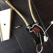 Double fire wall lamp in brass and glass cornet years 50/60