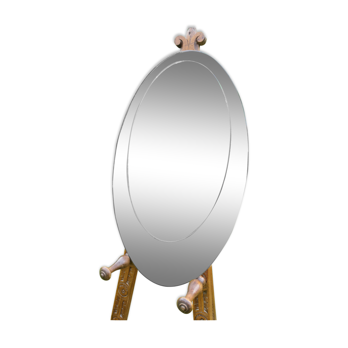 Oval Italian mirror of the 70s two complexions