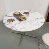 60s marble table with chrome cross base