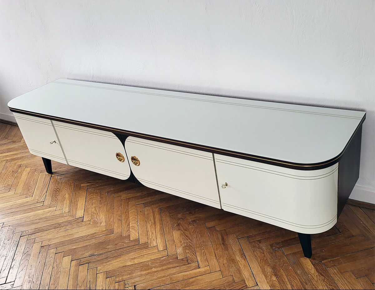 Vintage mid-century modern sideboard with rounded sides, germany 1960s