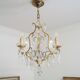 Vintage grapefruit chandelier with three lampshades in Toile de Jouy fabric