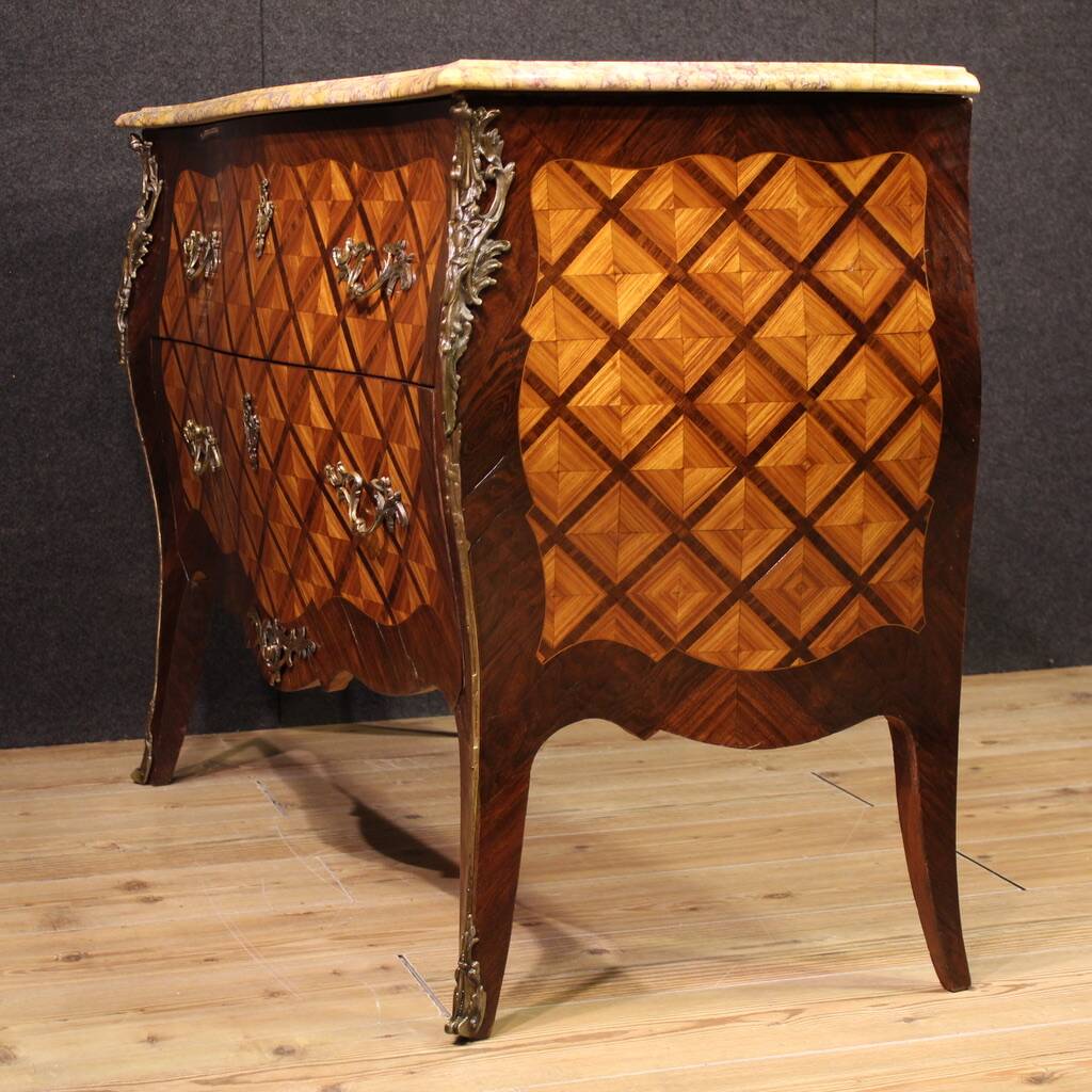 20th century French Louis XV style inlaid commode