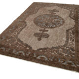 Hand-knotted carved anatolian 1980s 214 cm x 318 cm brown rug